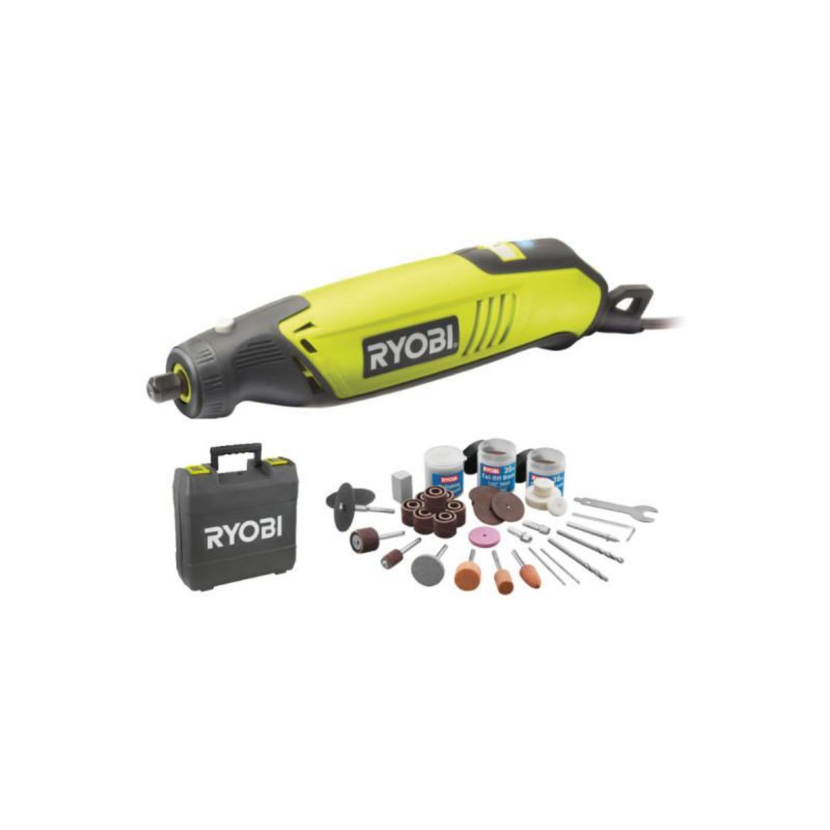 Ryobi Coffret outils multifonctions RYOBI 150W - 115 accessoires - arbre flexible - support télescopique