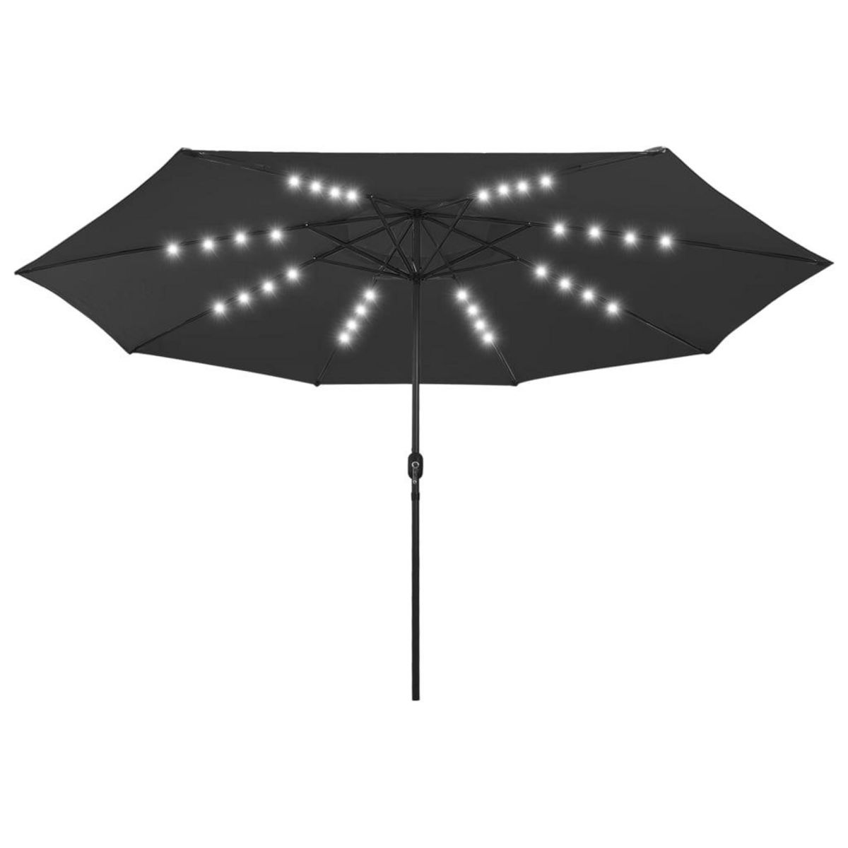 VIDAXL Parasol de jardin avec lumieres LED et mat en metal 400 cm noir