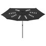 Voir la diapositive 2 : VIDAXL Parasol de jardin avec lumieres LED et mat en metal 400 cm noir