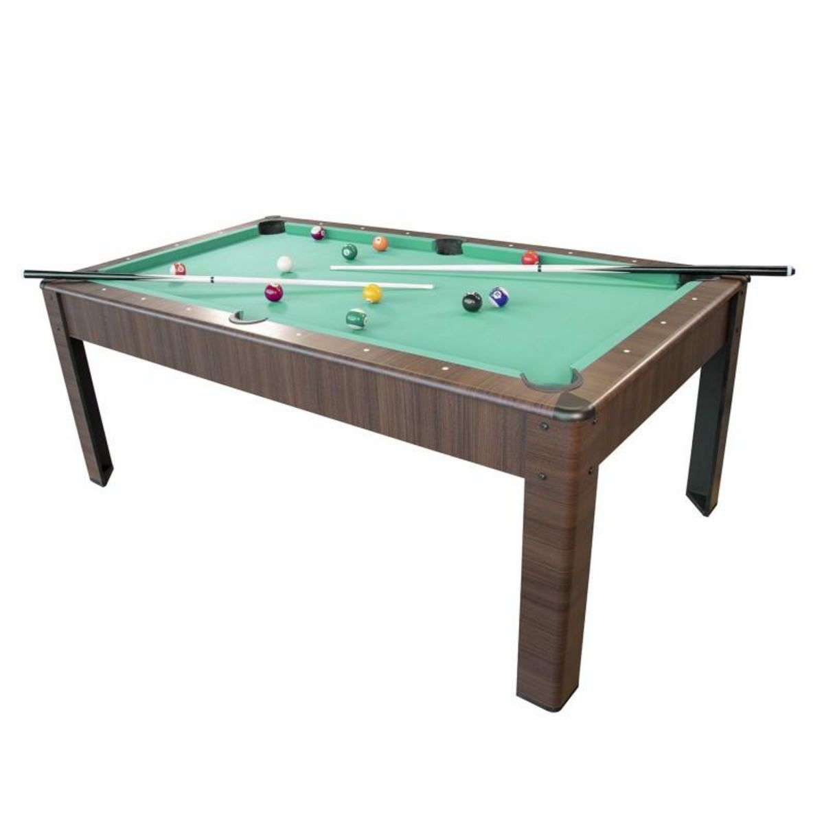 PLAY4FUN Billard Américain AMBIANCE 7Ft - 226,5 x 126,5 x 80 cm avec accessoires et plateau dînatoire - Couleur Chêne