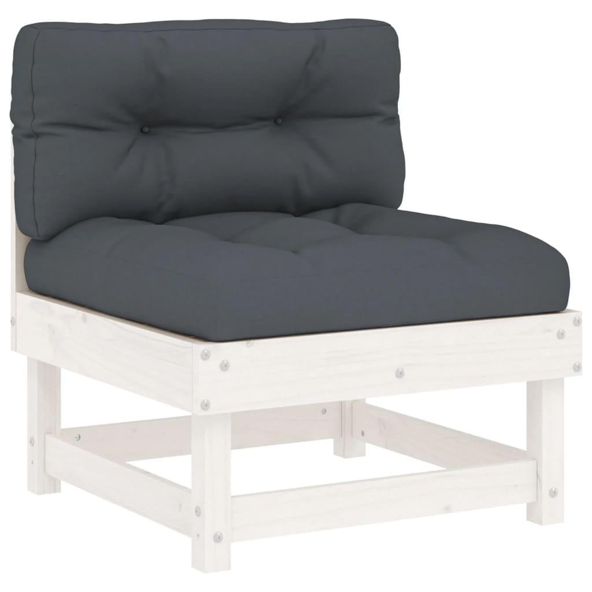 Voir la diapositive 2 : VIDAXL Canape central avec coussins blanc bois de pin massif