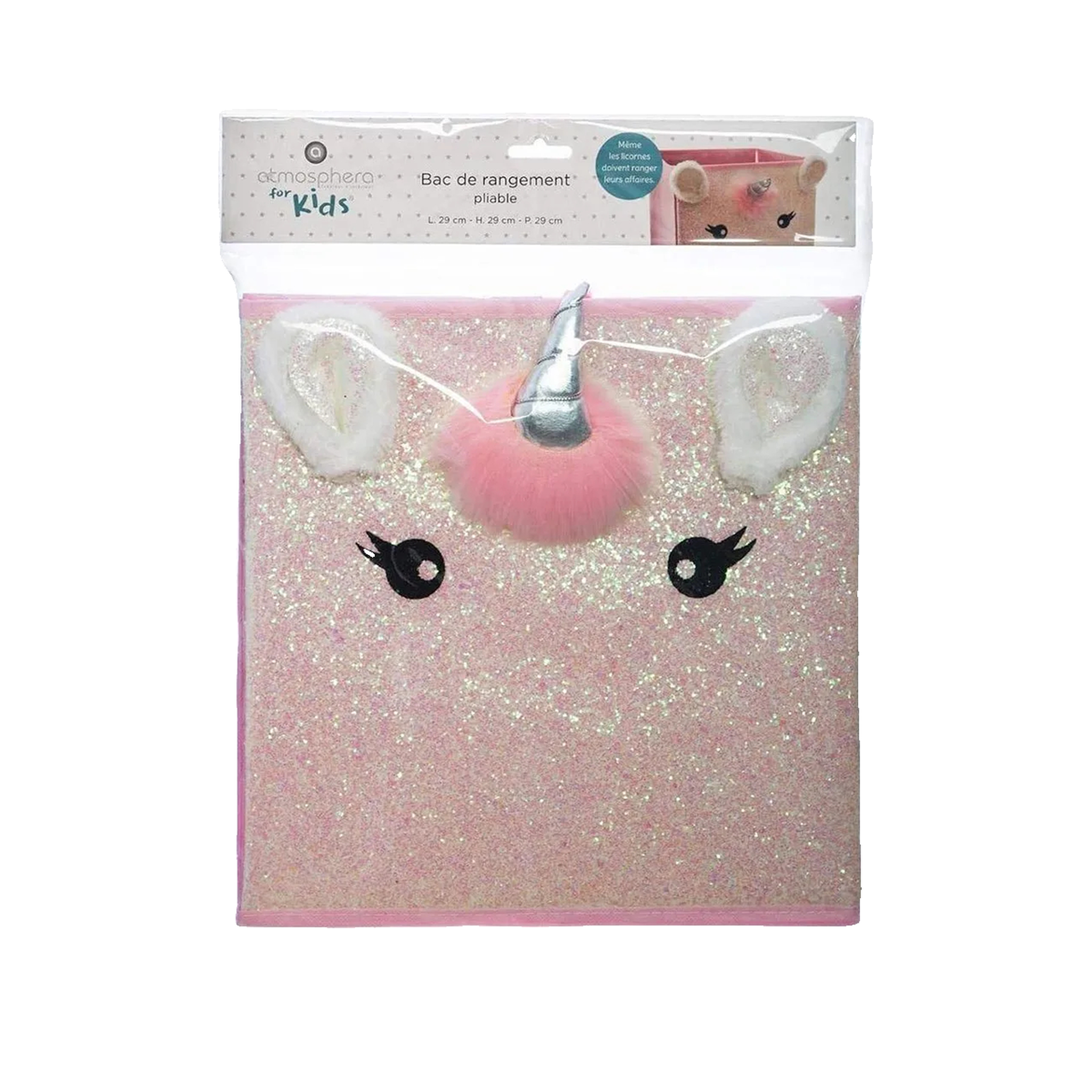 Voir la diapositive 3 : ATMOSPHERA Bac de rangement Licorne Rose