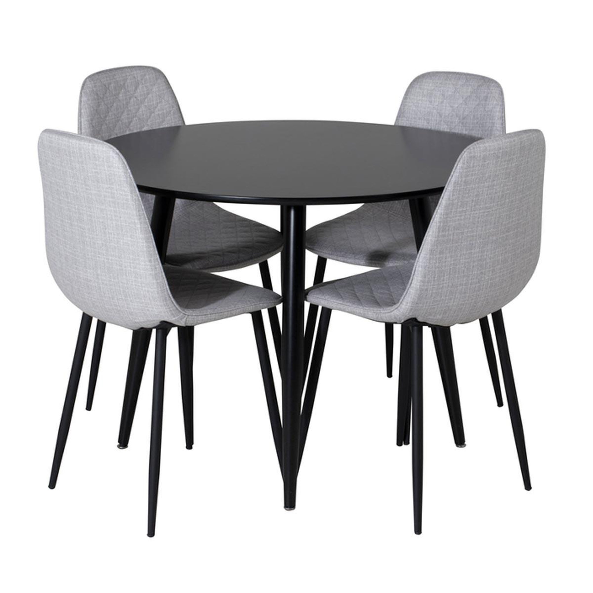 Paris Prix Ensemble table à manger & 4 chaises  plaza i & polar  100cm noir & gris