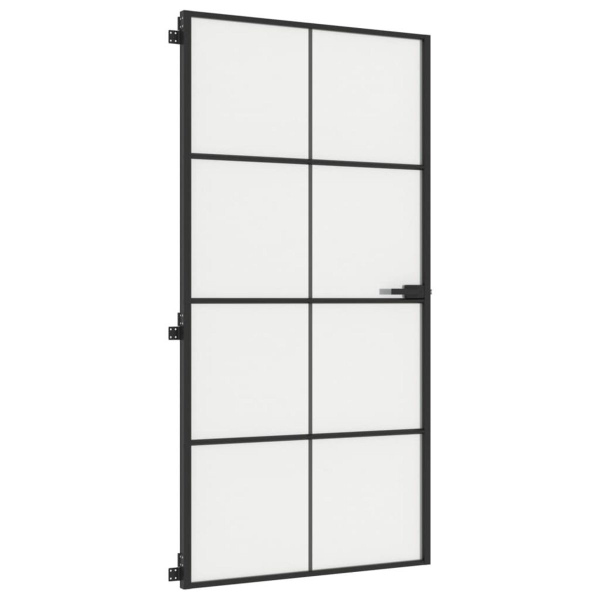 VIDAXL Porte interieure mince noir verre trempe aluminium