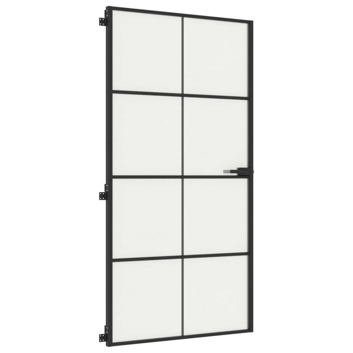 VIDAXL Porte interieure mince noir verre trempe aluminium