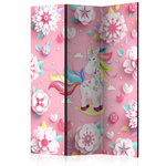 Paris Prix Paravent 3 Volets  Unicorn on Flowerbed  135x172cm
