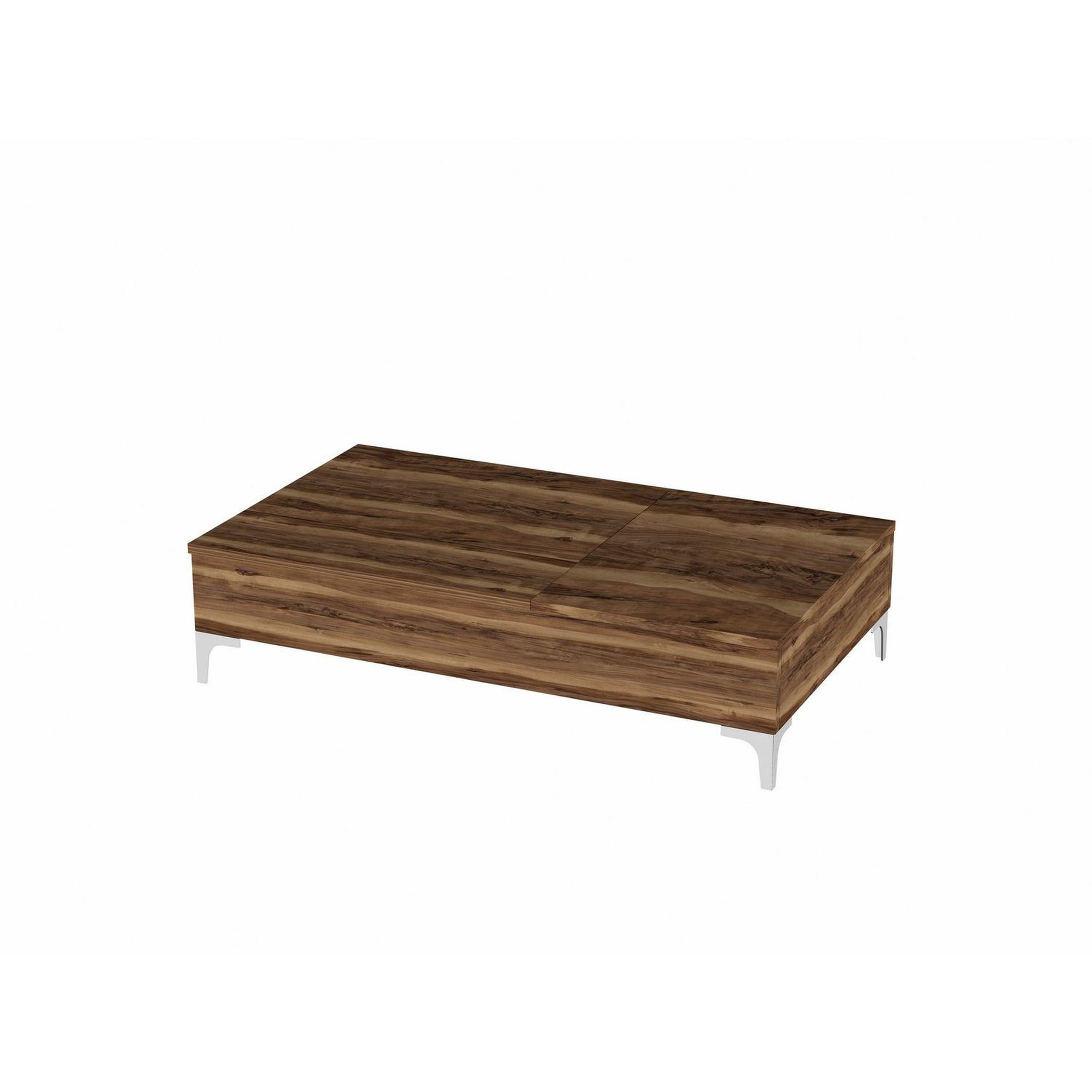 TOILINUX Table basse relevable avec rangements intégrés uppsala - marron