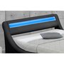 CONCEPT USINE Cadre de lit en PU noir avec rangements et LED intégrées 160x200 cm PORTLAND