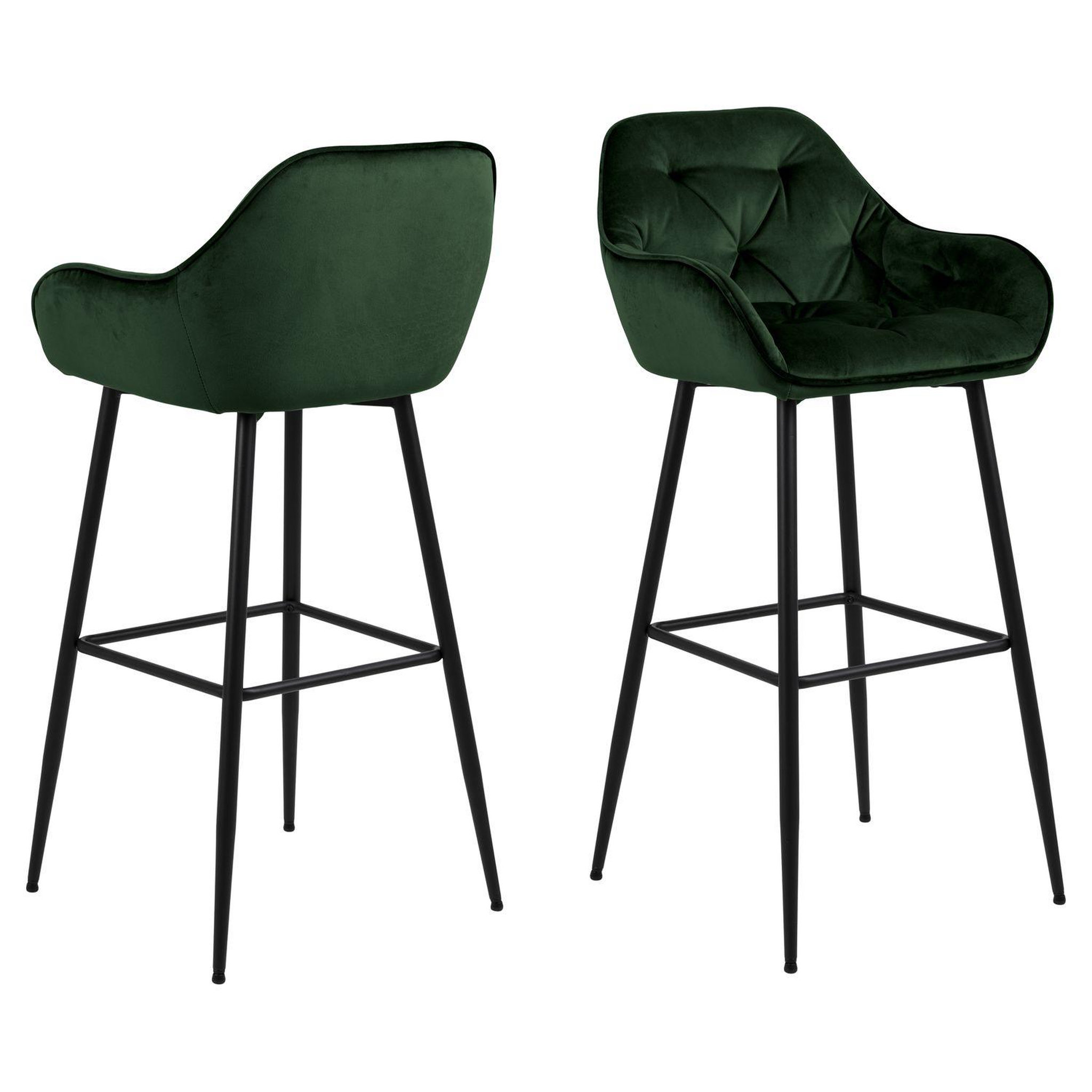 Voir la diapositive 1 : TOILINUX Lot de 2 Tabourets de bar Florie en tissu et métal