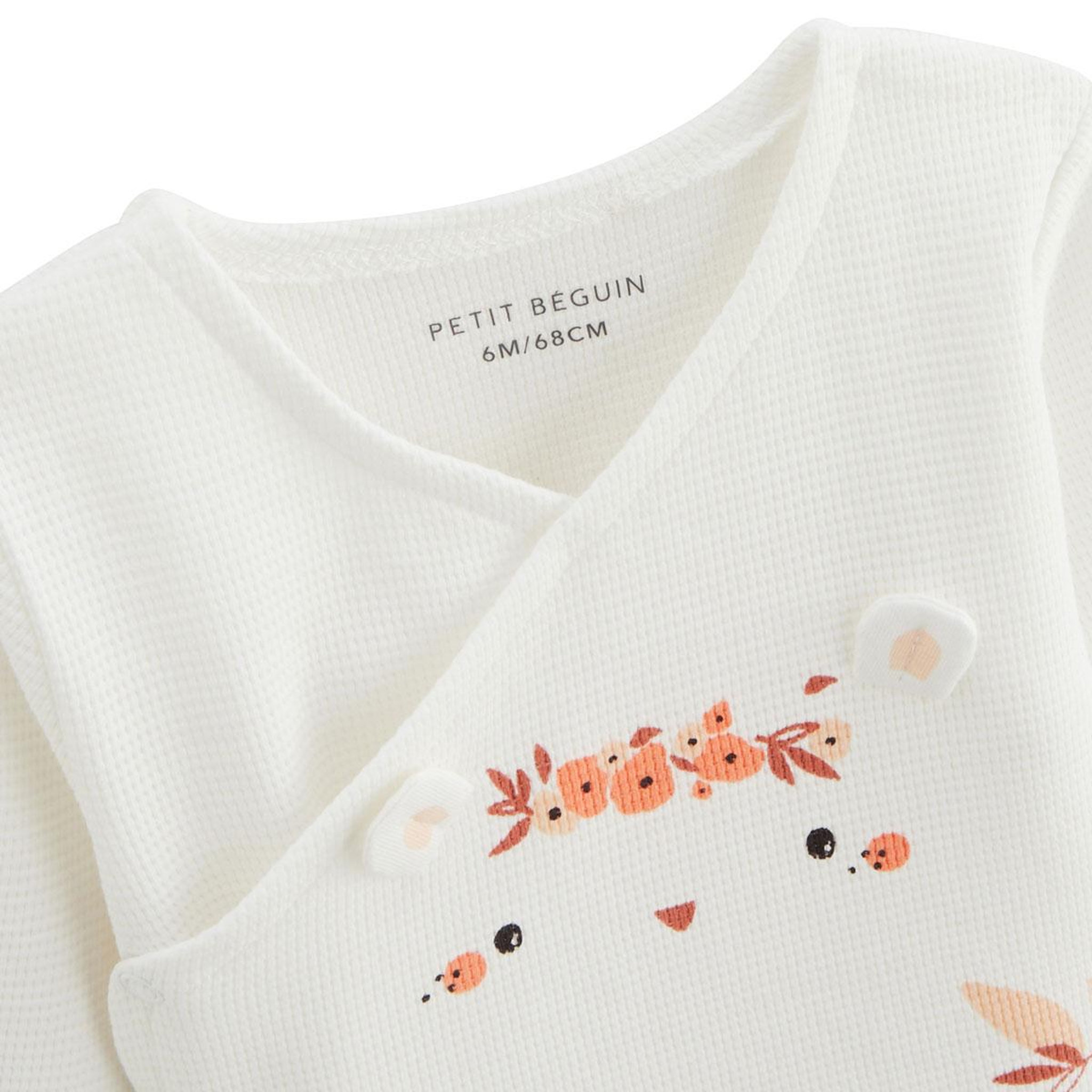 Voir la diapositive 3 : Petit Béguin Ensemble bébé gilet et pantalon en coton nid d'abeille Miss Plume