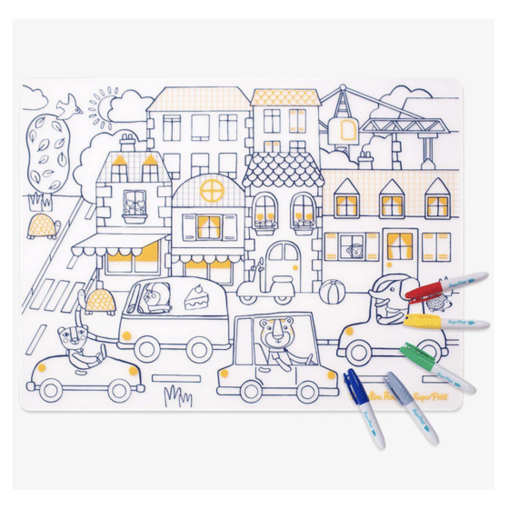 Voir la diapositive 2 : SUPER PETIT Set de table a colorier en silicone - collab superpetit x moulin roty popipop