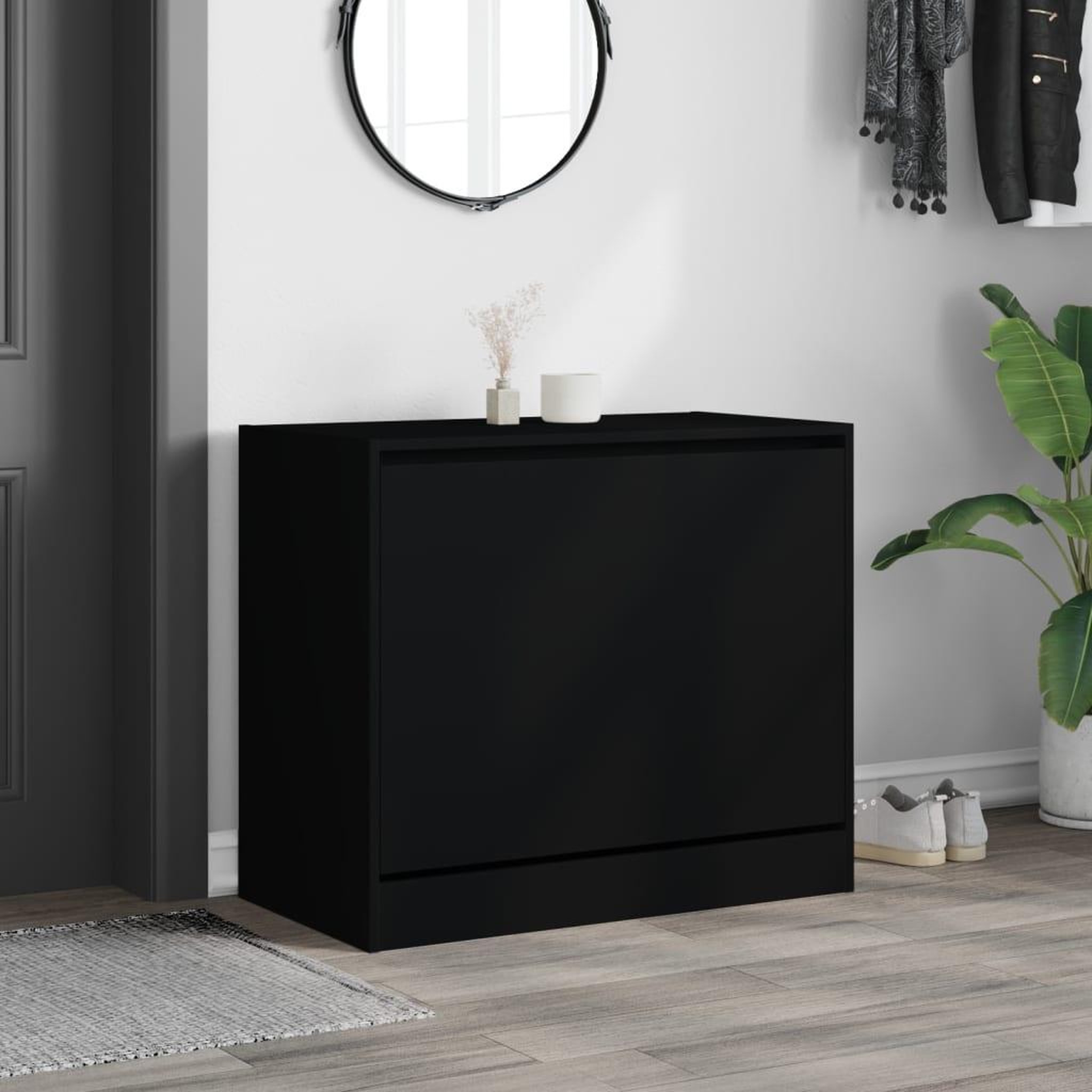 Voir la diapositive 3 : VIDAXL Armoire a chaussures noir 80x42x69 cm bois d'ingenierie