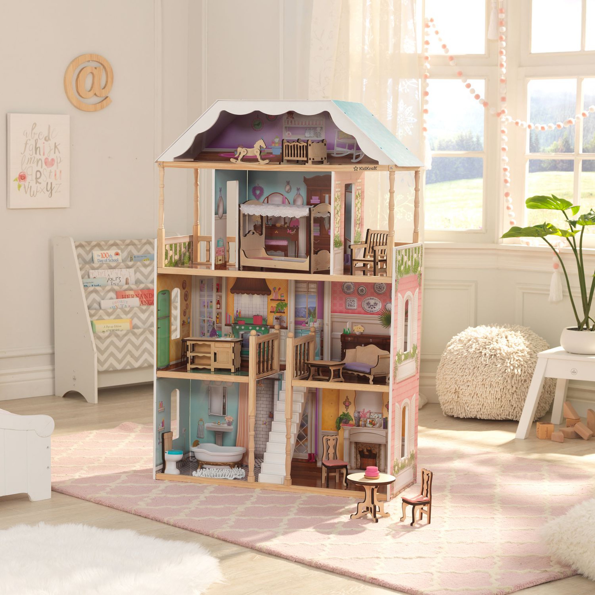 Voir la diapositive 2 : Kidkraft Maison de poupées en bois avec EZ Kraft Assembly - Charlotte