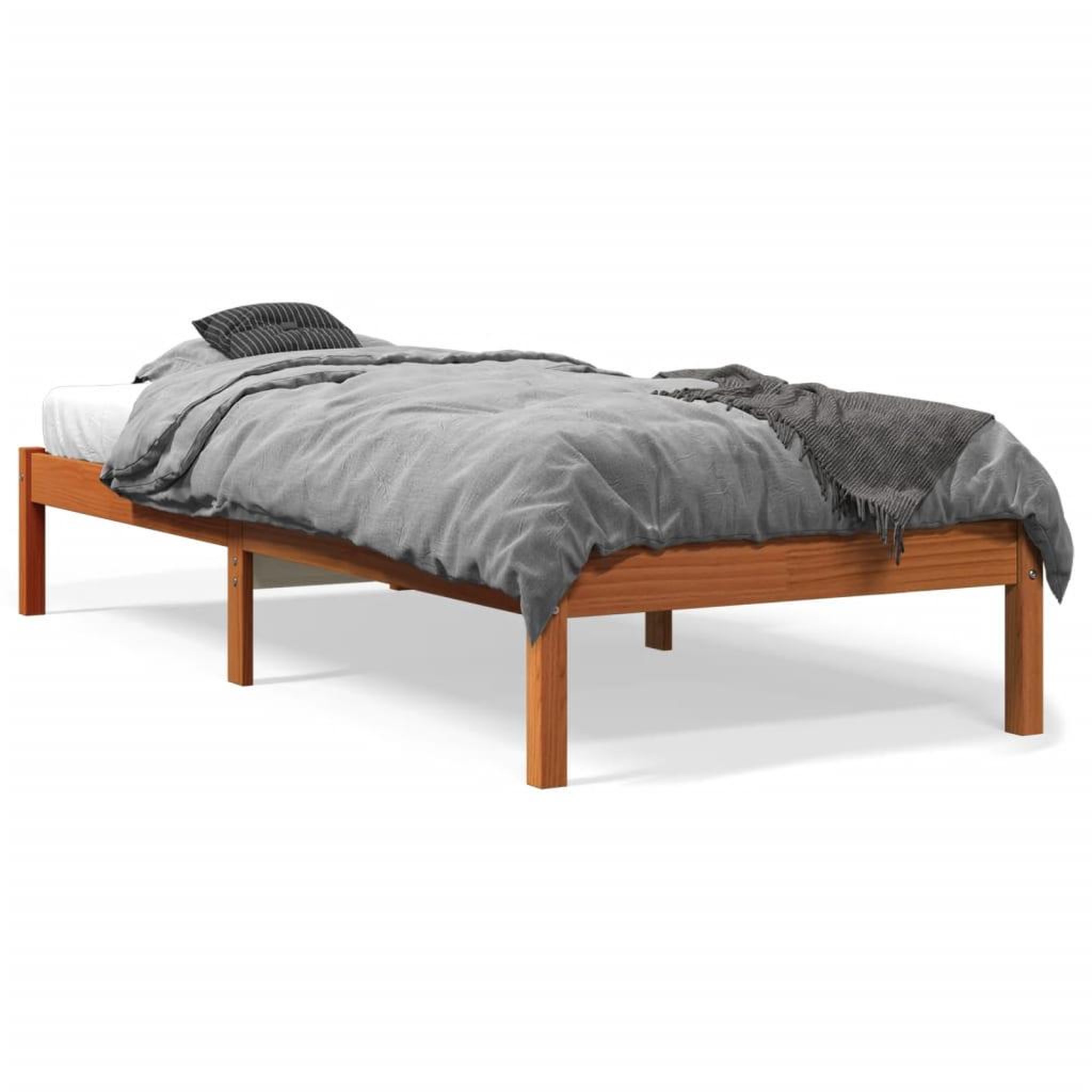 Voir la diapositive 2 : VIDAXL Cadre de lit sans matelas cire marron 90x190 cm bois pin massif