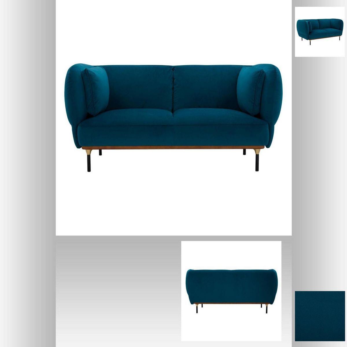 ATMOSPHERA Canapé en velours Isée 2 places - Bleu nuit