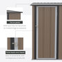 Voir la diapositive 3 : OUTSUNNY Abri de jardin - remise pour outils - cabanon porte verrouillable - dim. 142L x 84l x 189H cm - tôle d'acier marron blanc