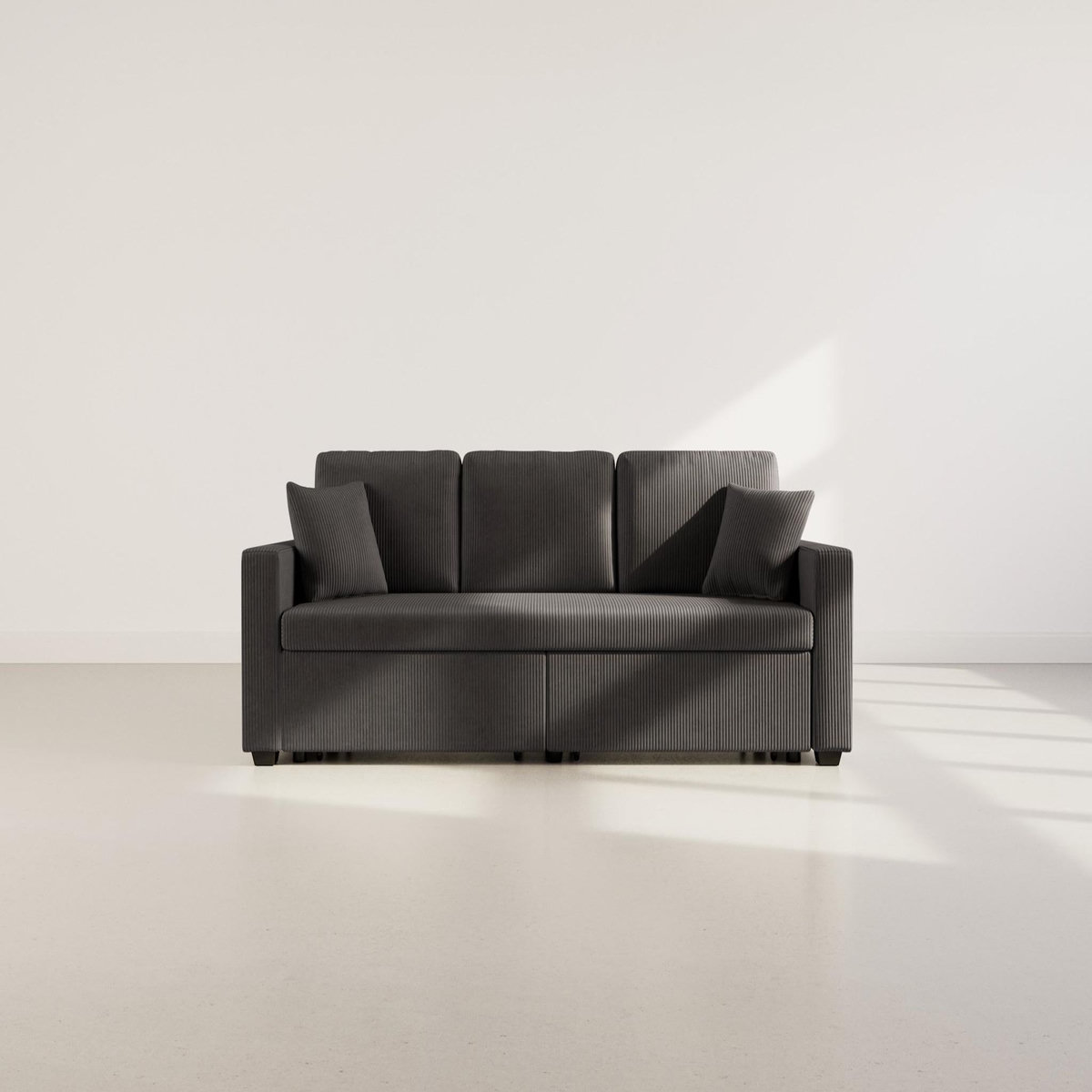 BEST MOBILIER Cyrus - canapé droit 3 places convertible en velours côtelé