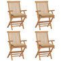Voir la diapositive 1 : VIDAXL Chaises de jardin et coussins beige lot de 4 Bois teck massif