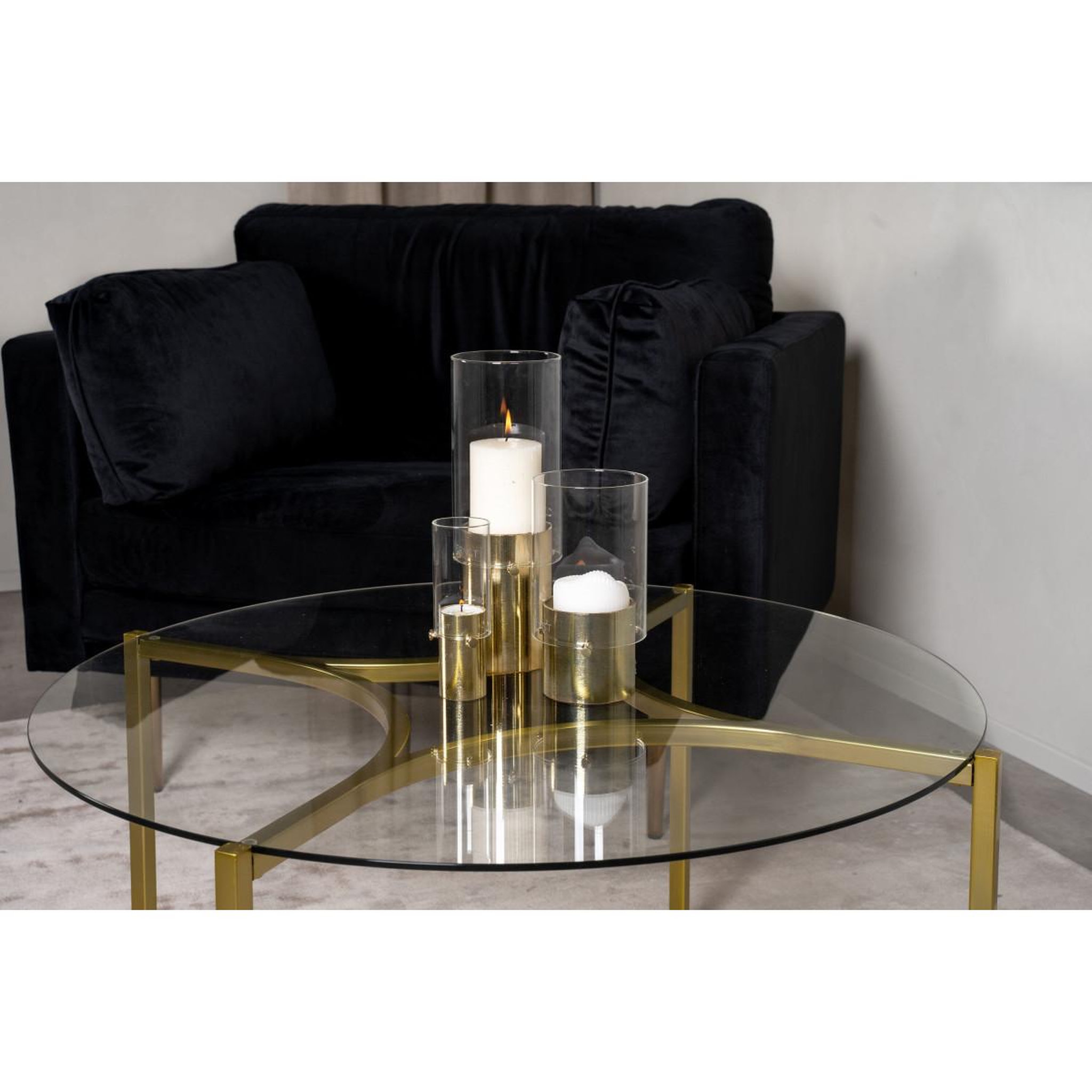 Voir la diapositive 5 : Paris Prix Table basse design en verre  kivik  90cm or