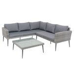 CONCEPT USINE Salon de jardin bas 5 places en résine tressée gris TEFARI