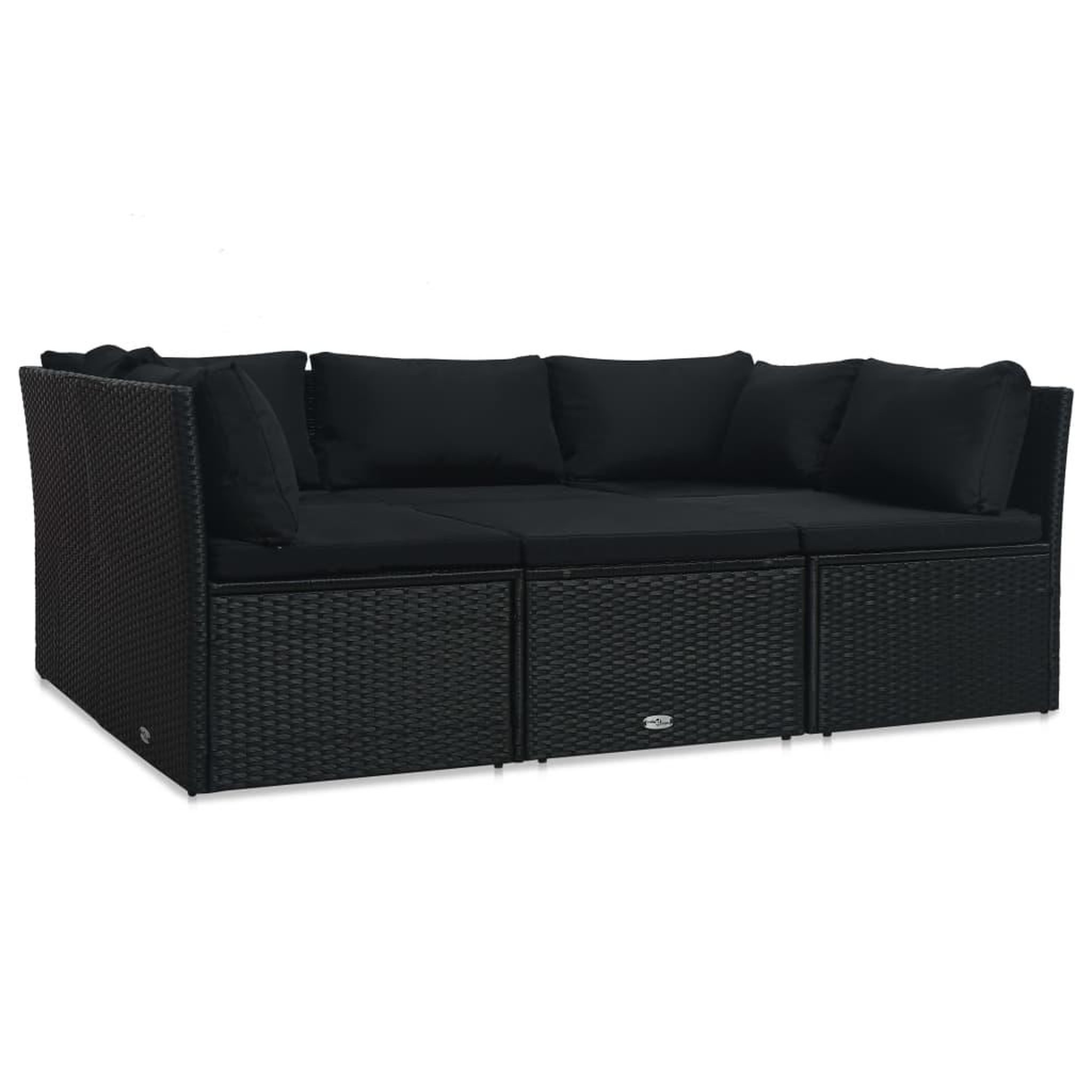 Voir la diapositive 3 : VIDAXL Salon de jardin 4 pcs avec coussins Resine tressee Noir