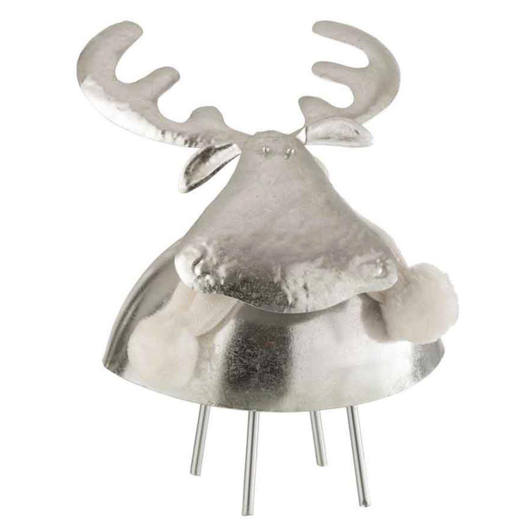 Voir la diapositive 1 : J-LINE Statuette Déco  Cerf  24cm Argent & Blanc