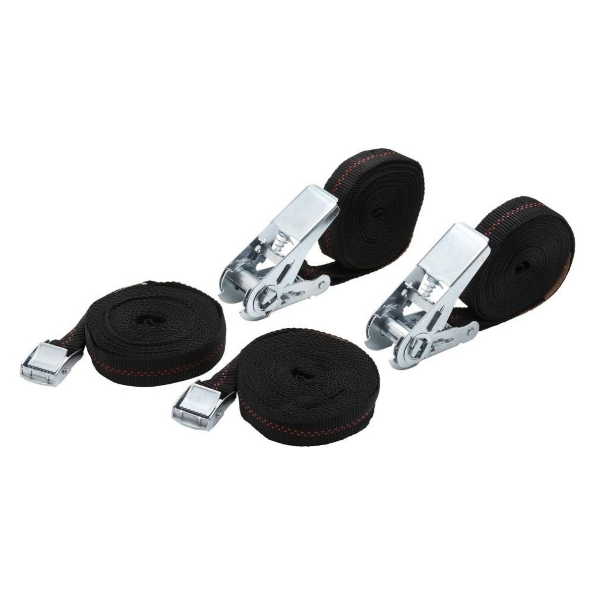 CENTRALE BRICO Lot de 2 sangles à cliquet 25mmX5M et 2 sangles à boucle 25mmX2.5M