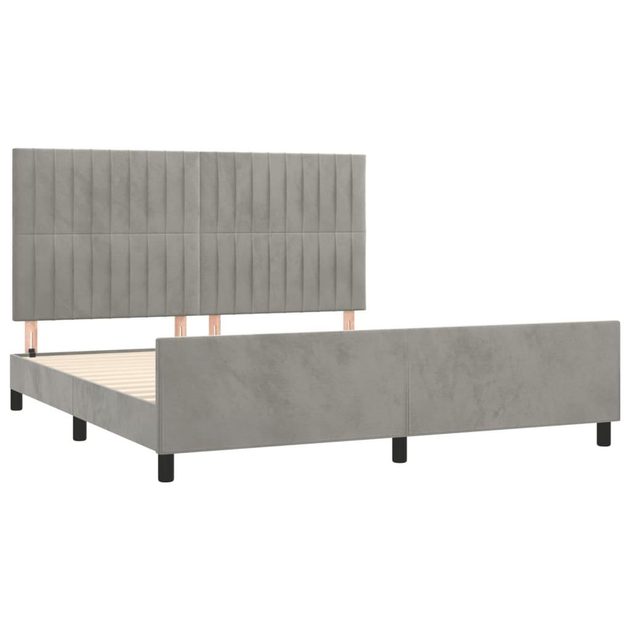 Voir la diapositive 4 : VIDAXL Cadre de lit sans matelas gris clair 160x200 cm velours