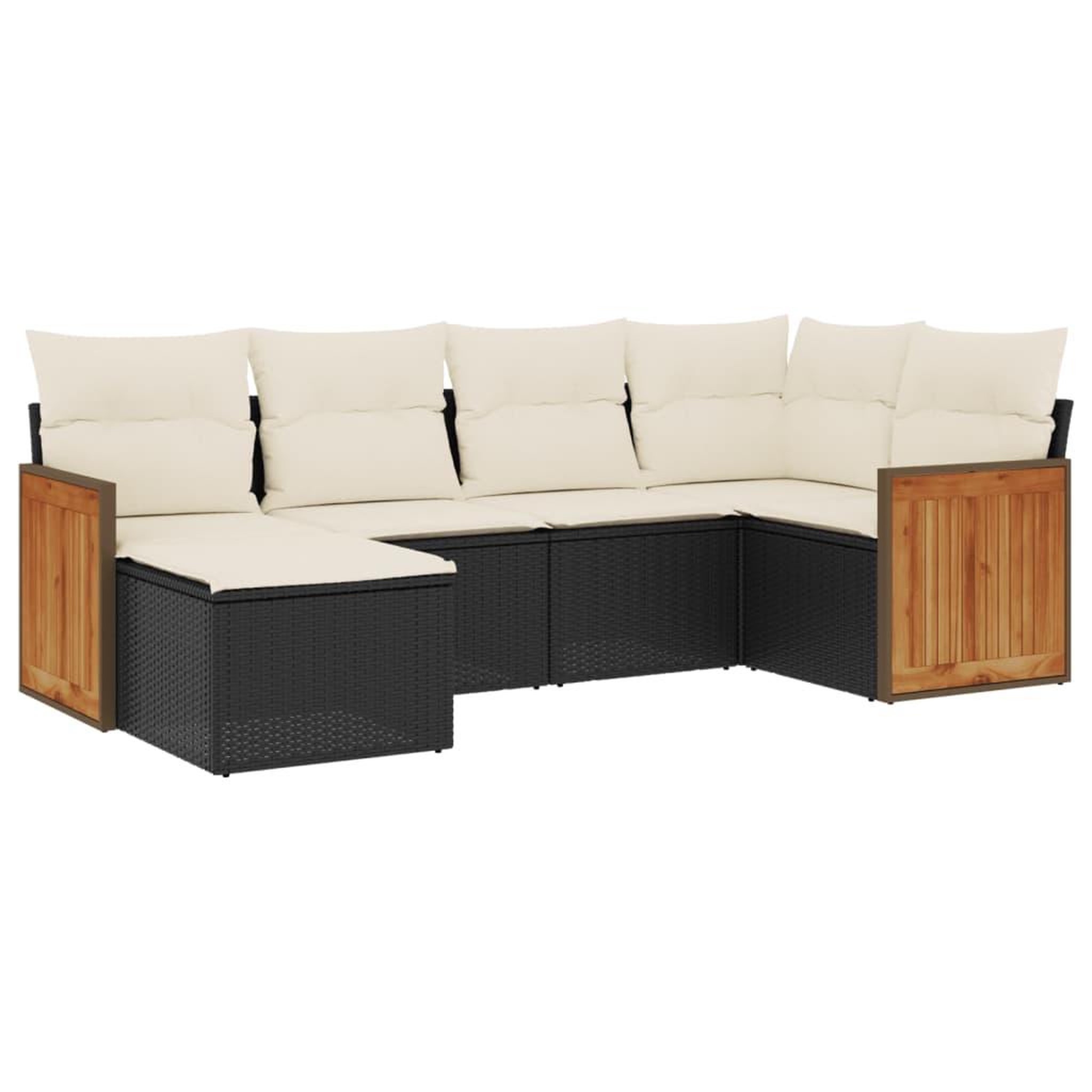 Voir la diapositive 2 : VIDAXL Salon de jardin 6 pcs avec coussins noir resine tressee