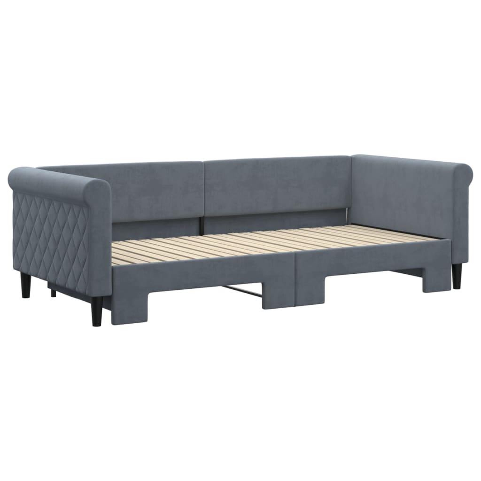 Voir la diapositive 3 : VIDAXL Lit de jour avec gigogne sans matelas gris fonce 90x200 cm