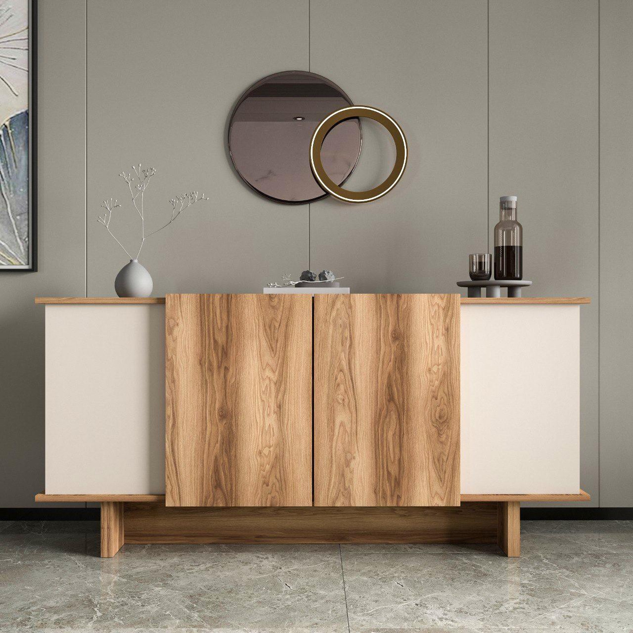 Voir la diapositive 2 : Habitat et Jardin Buffet en bois  diana  - 180 x 40 x 81 cm - beige