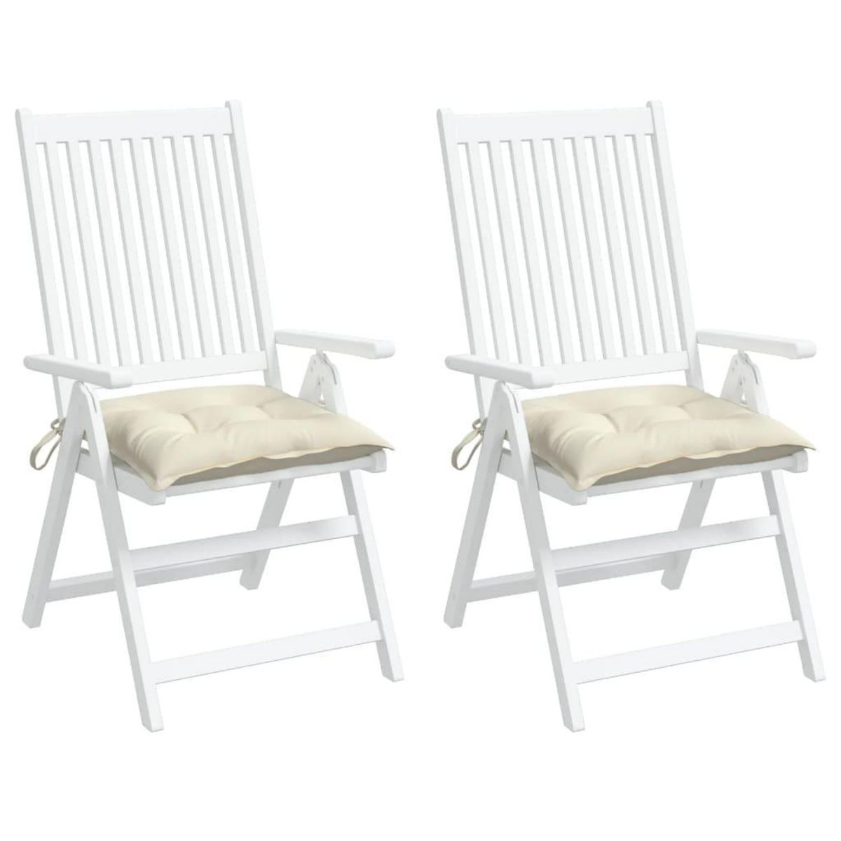 VIDAXL Coussins de chaise lot de 2 blanc creme 40x40x7 cm tissu oxford