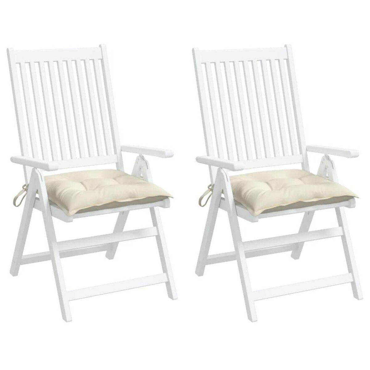 VIDAXL Coussins de chaise lot de 2 blanc creme 40x40x7 cm tissu oxford