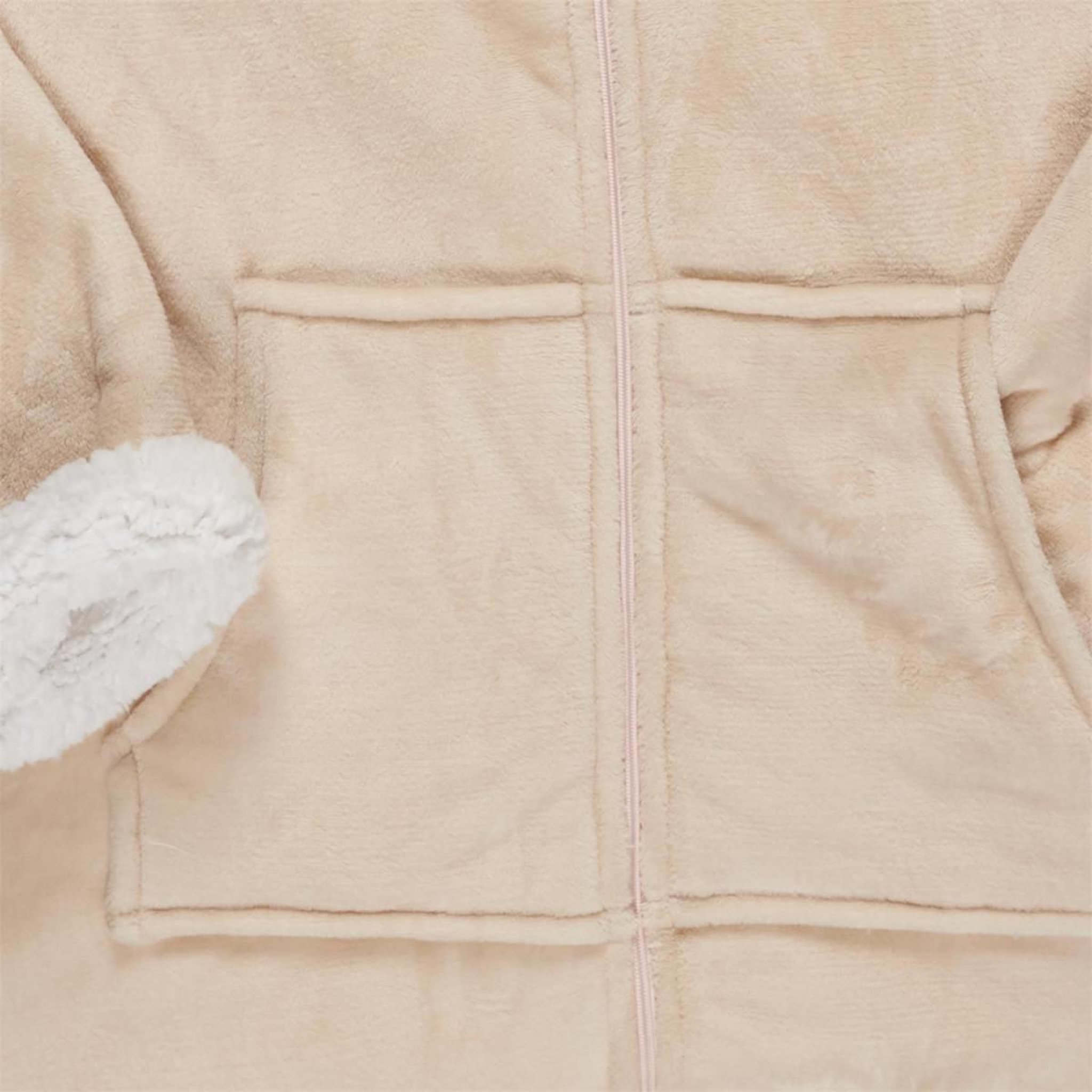 Voir la diapositive 4 : The Home Deco Factory Plaid sweat à capuche  fermeture  85x118cm beige
