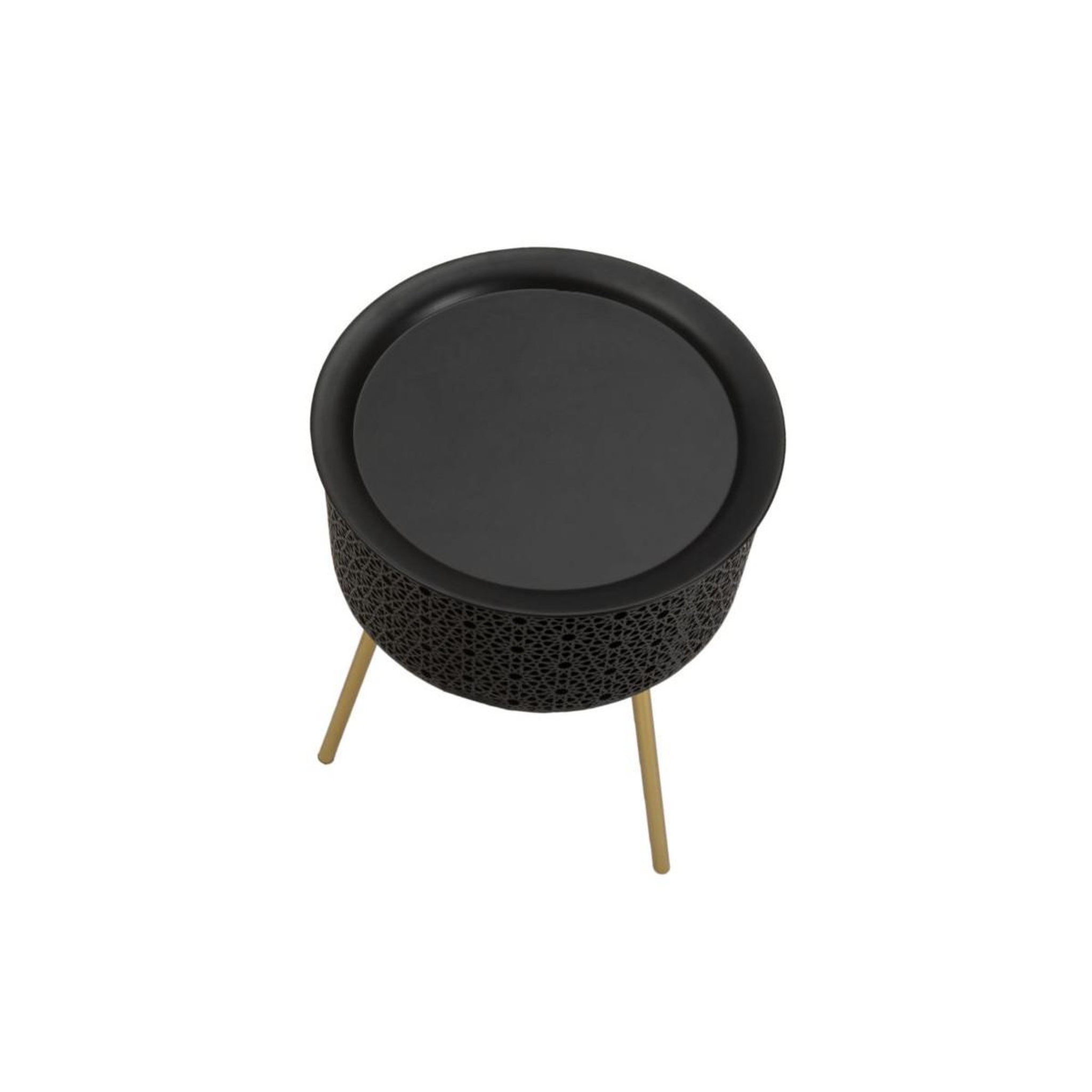 Voir la diapositive 2 : Paris Prix Table d'appoint avec rangement  blacky  50cm noir & or
