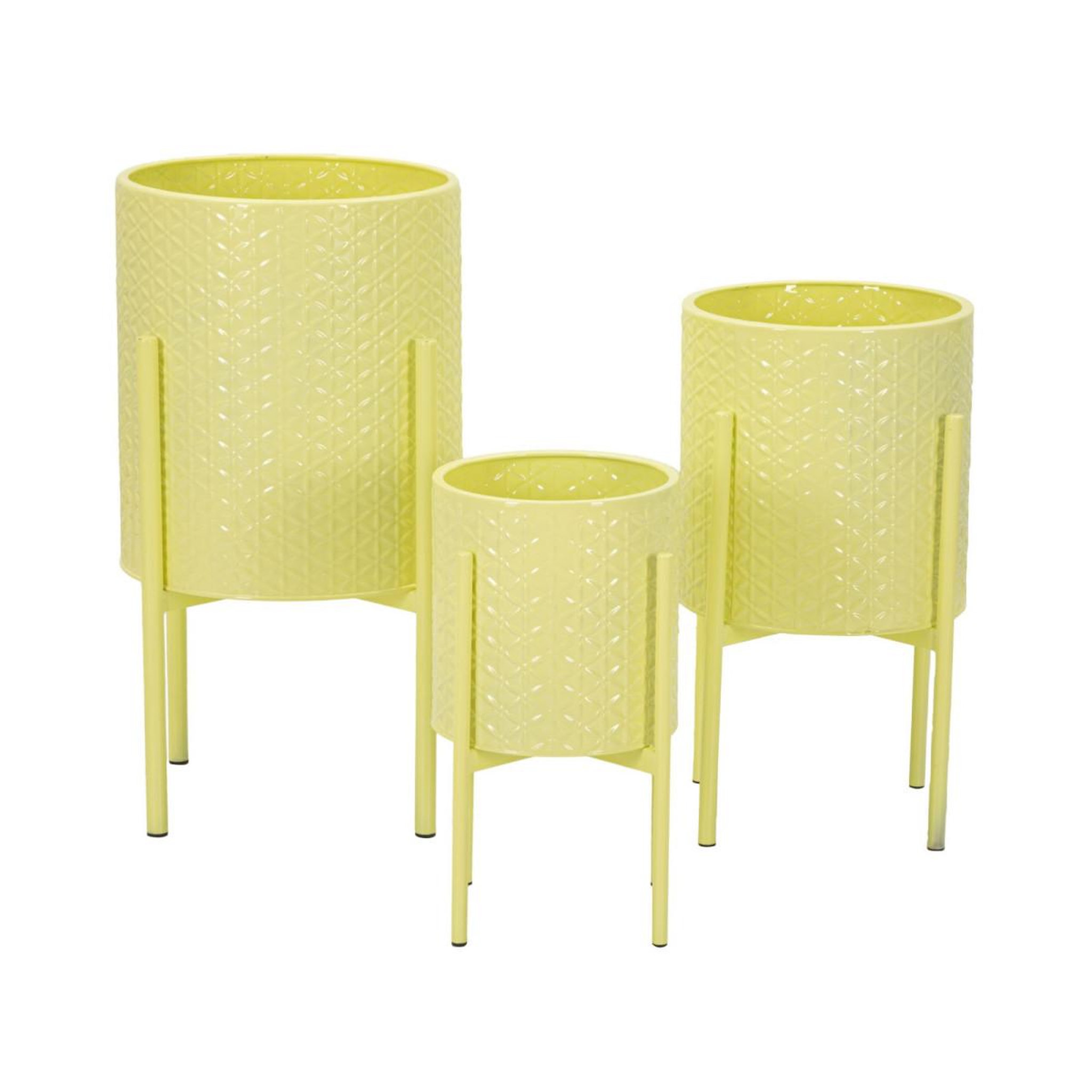 Paris Prix Lot de 3 cache-pots sur pied  iris  56cm jaune