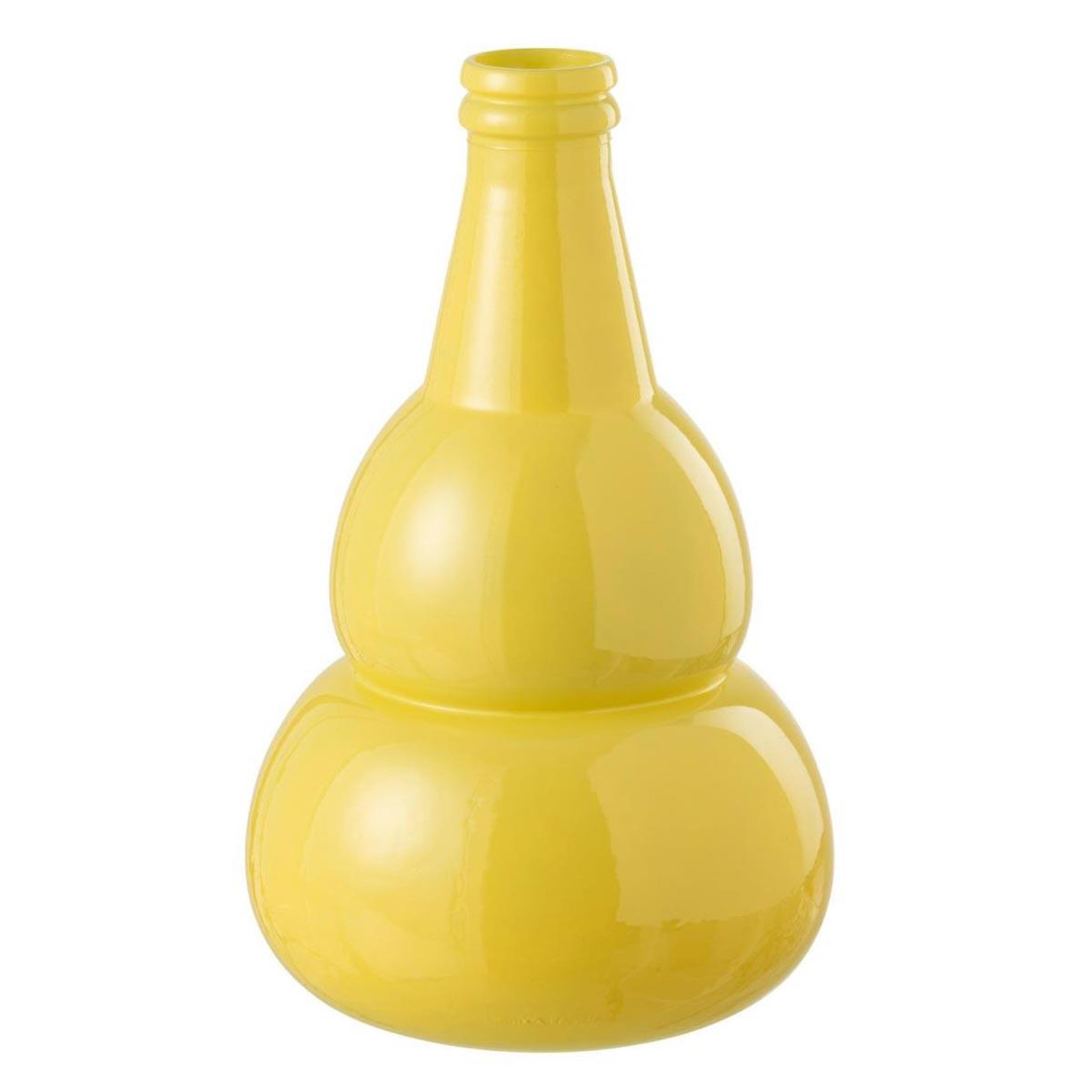 J-LINE Vase design en verre  cocoon  45cm jaune