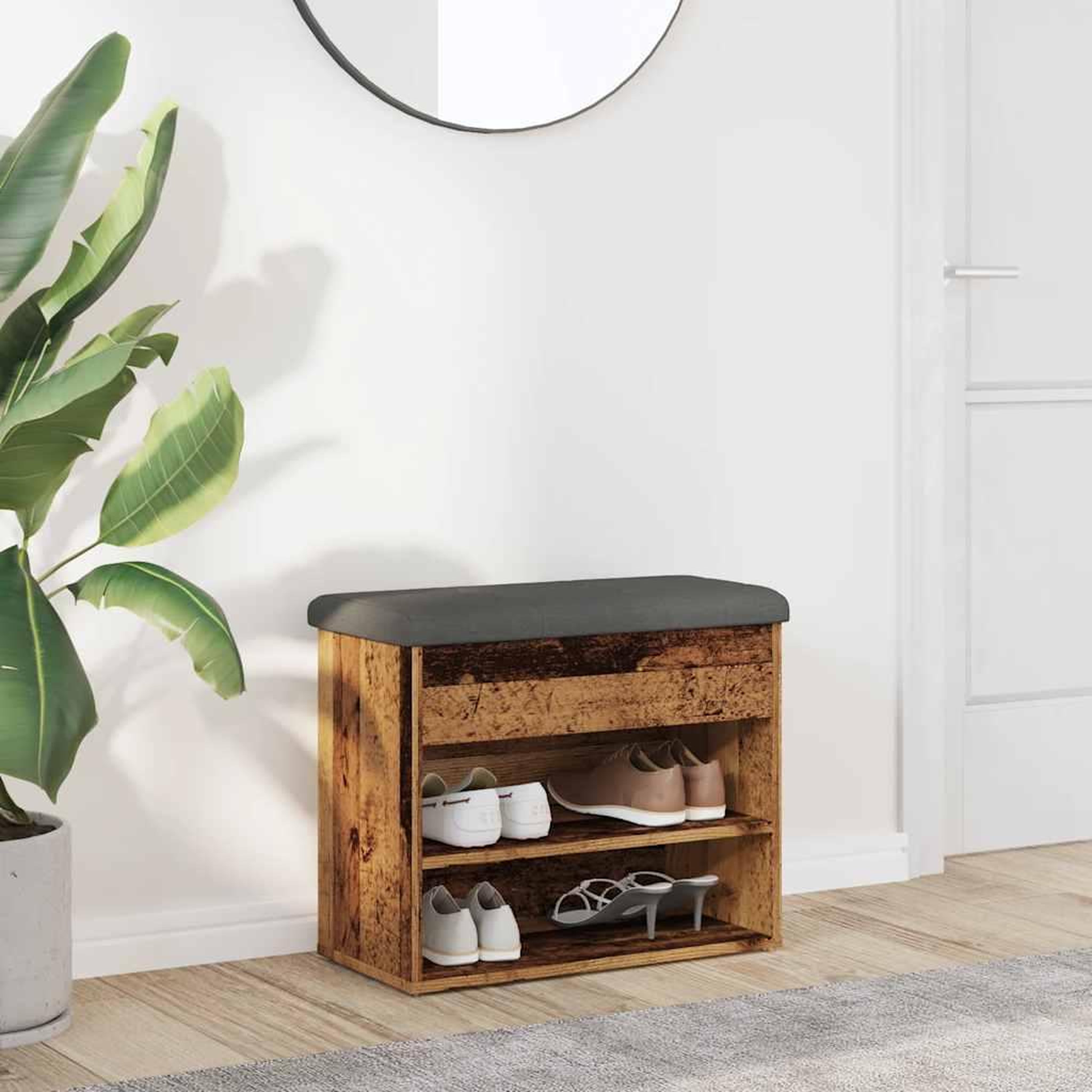 VIDAXL Banc a chaussures vieux bois 62x32x50 cm bois d'ingenierie