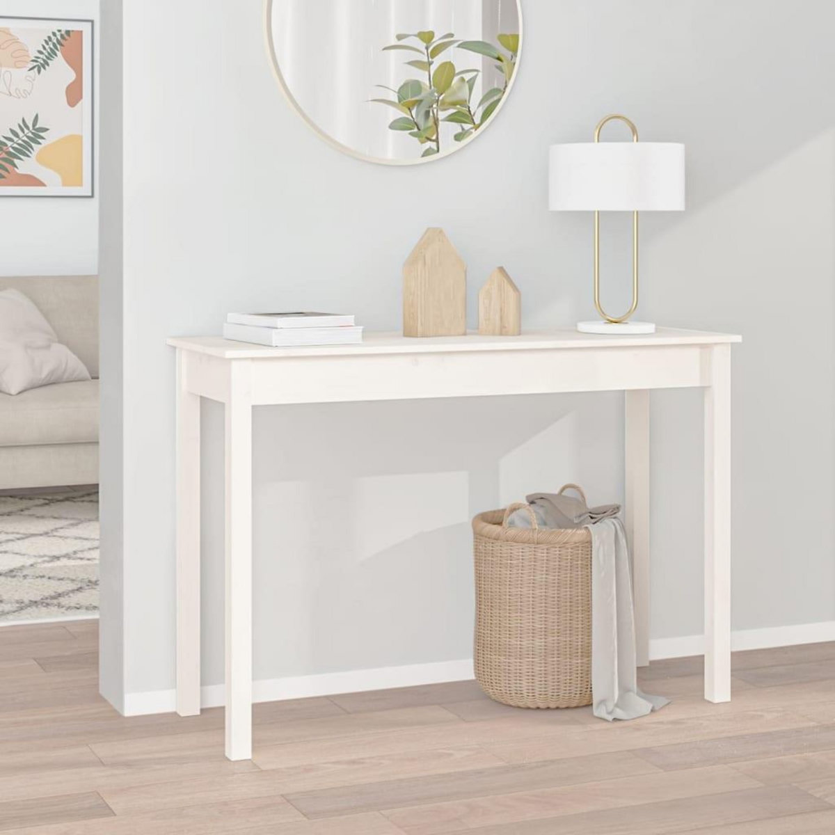 VIDAXL Table console Blanc 110x40x75 cm Bois massif de pin