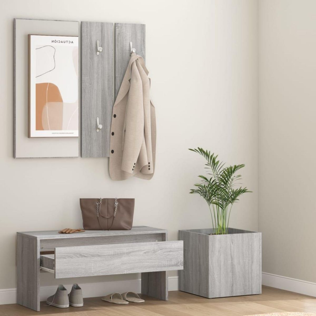 VIDAXL Ensemble de meubles de couloir Sonoma gris Bois d'ingenierie