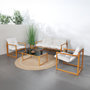 Voir la diapositive 4 : CONCEPT USINE Salon de jardin 5 places contemporain marron et coussins beiges RABAT