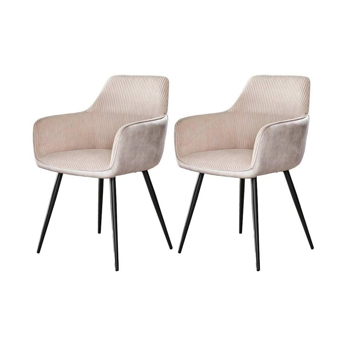 LISA DESIGN Lormi - lot de 2 fauteuils - en velours côtelé et velours - beige