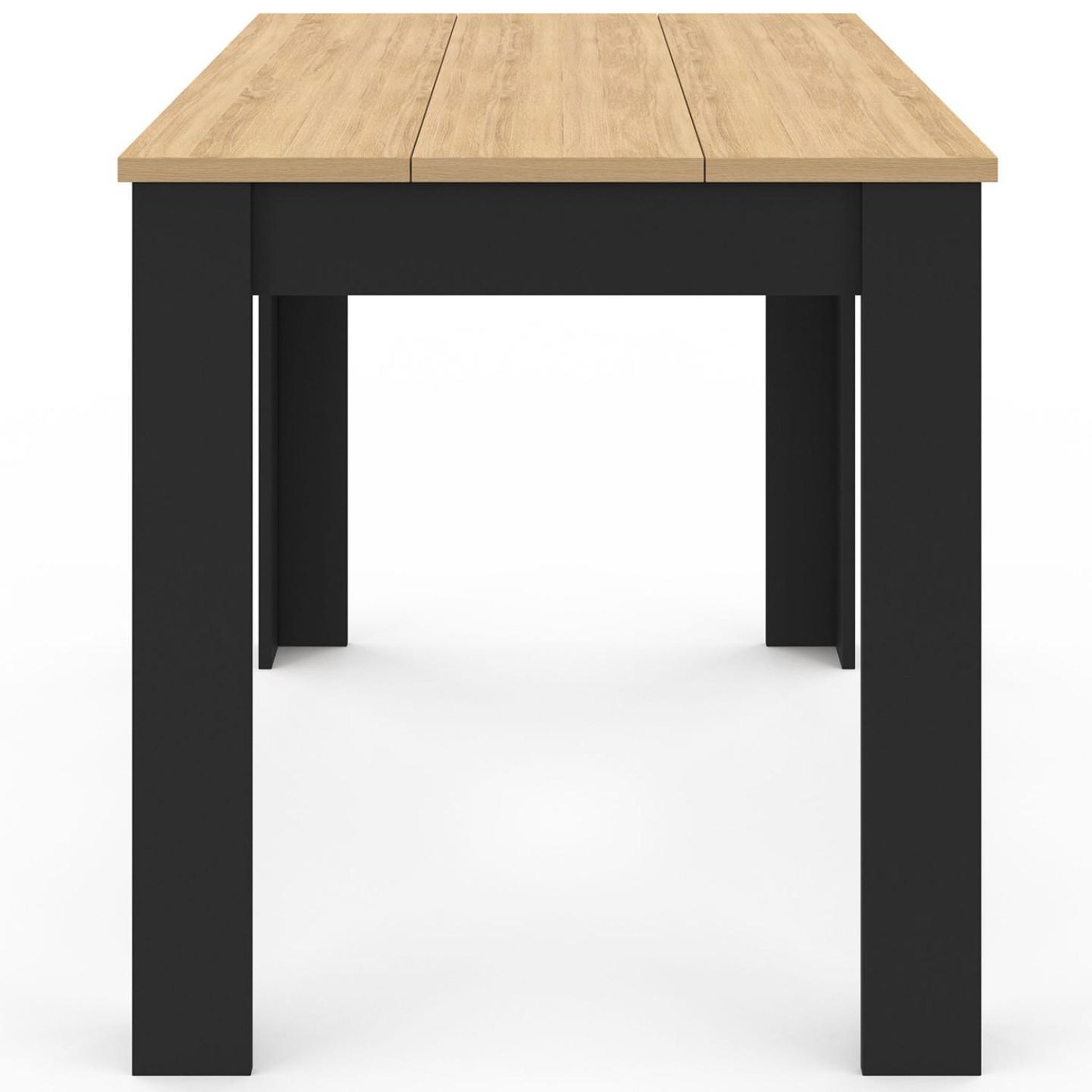 Voir la diapositive 5 : ID MARKET Table à manger rectangle rozy 4 personnes noire plateau façon hêtre 110 cm
