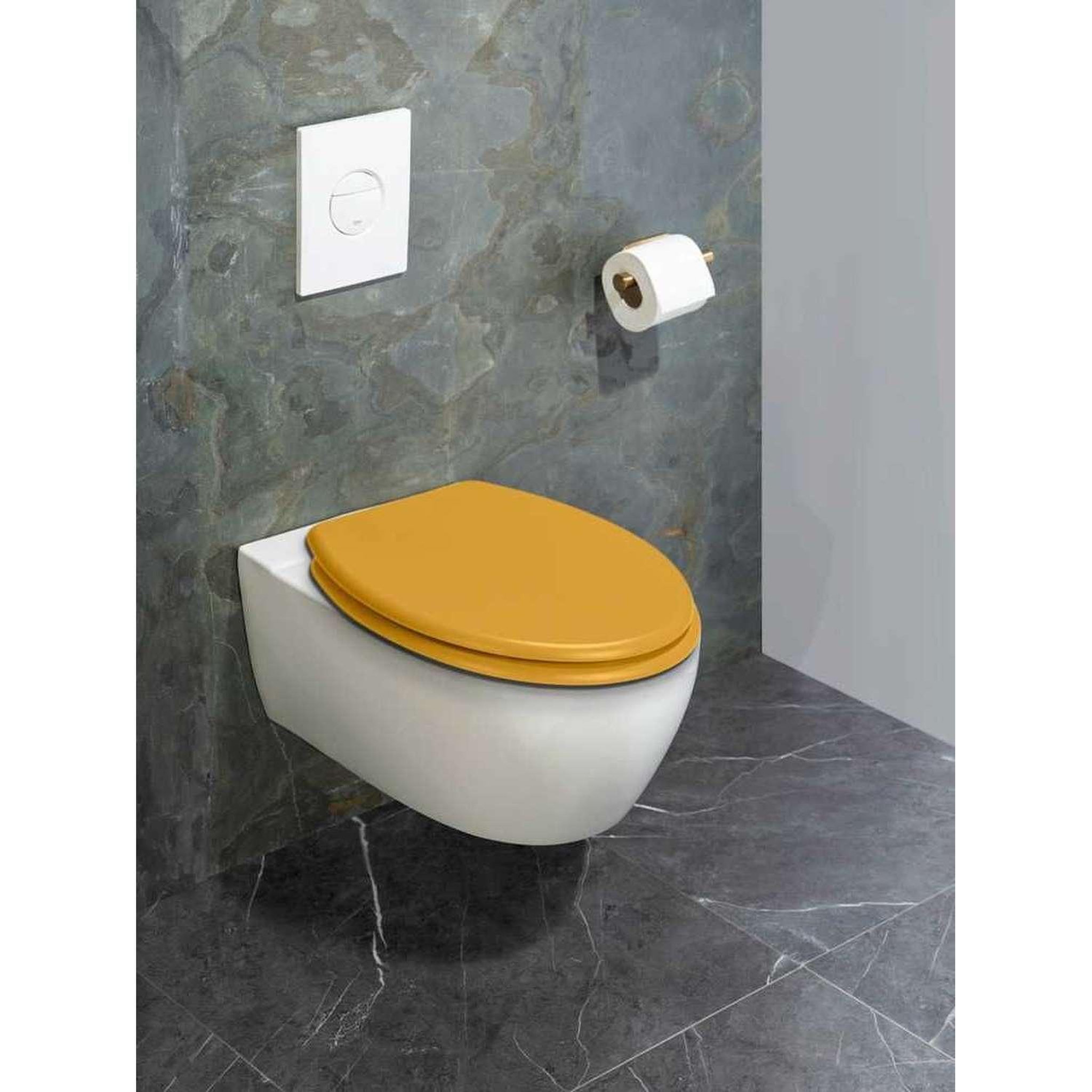 Voir la diapositive 5 : Wenko Abattant WC - Bois - Jaune