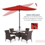 Voir la diapositive 6 : OUTSUNNY Parasol rectangulaire inclinable de jardin avec manivelle métal polyester haute densité anti UV 50+ rouge