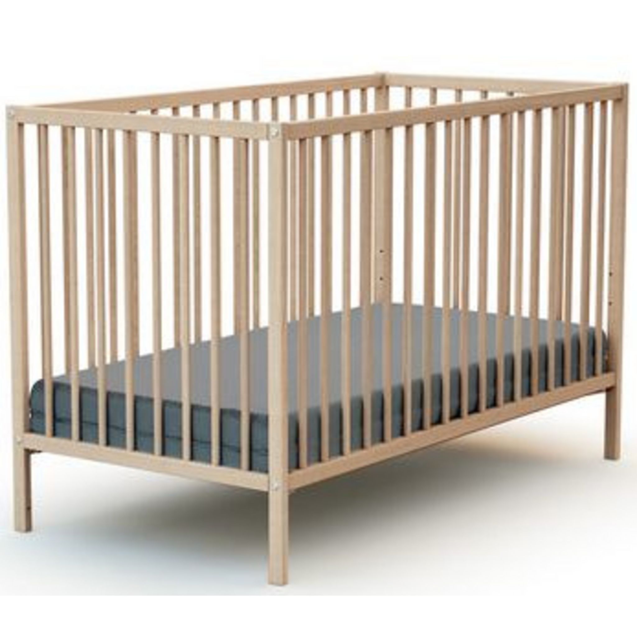 AUCHAN BABY Lit bébé en bois massif brut, sommier réglable 60X120 cm WEBABY 