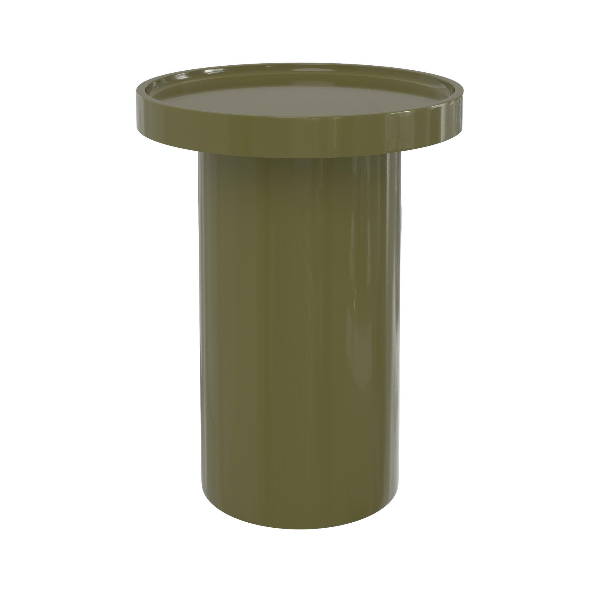 MAISON PAVANE Table d'appoint laquée vert olive en mdf, d40 cm-nora