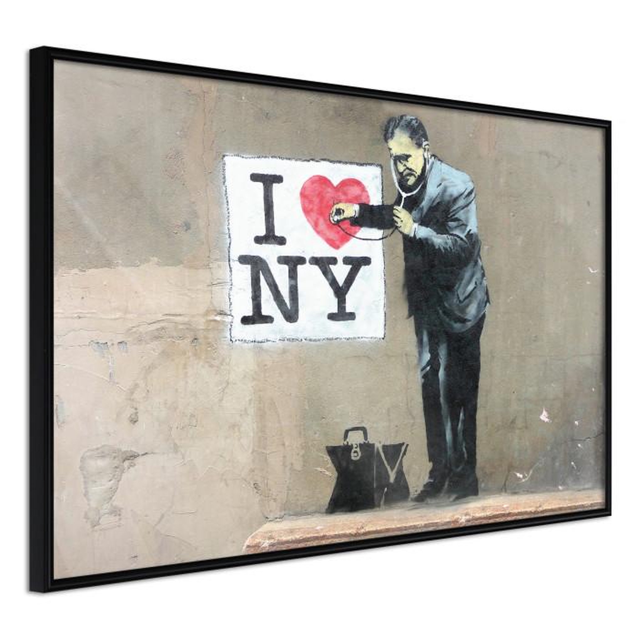 Paris Prix Affiche Murale Encadrée  Banksy I Heart NY. Coloris disponibles : Noir, Jaune