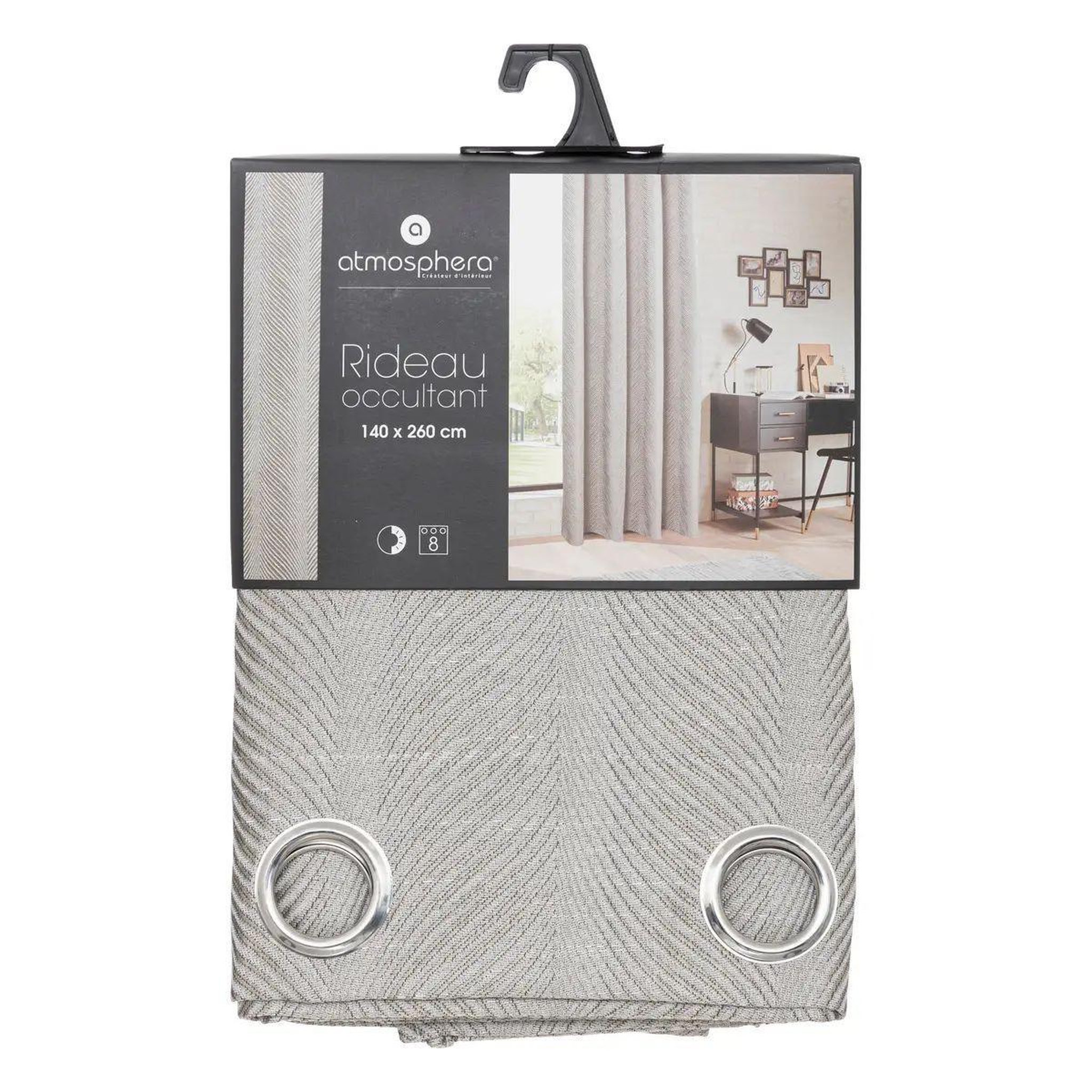 Voir la diapositive 3 : ATMOSPHERA Rideau Occultant  Dana  140x260cm Gris