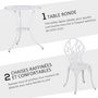 Voir la diapositive 5 : OUTSUNNY Ensemble salon de jardin 2 places 2 chaises + table ronde fonte d'aluminium imitation fer forgé blanc